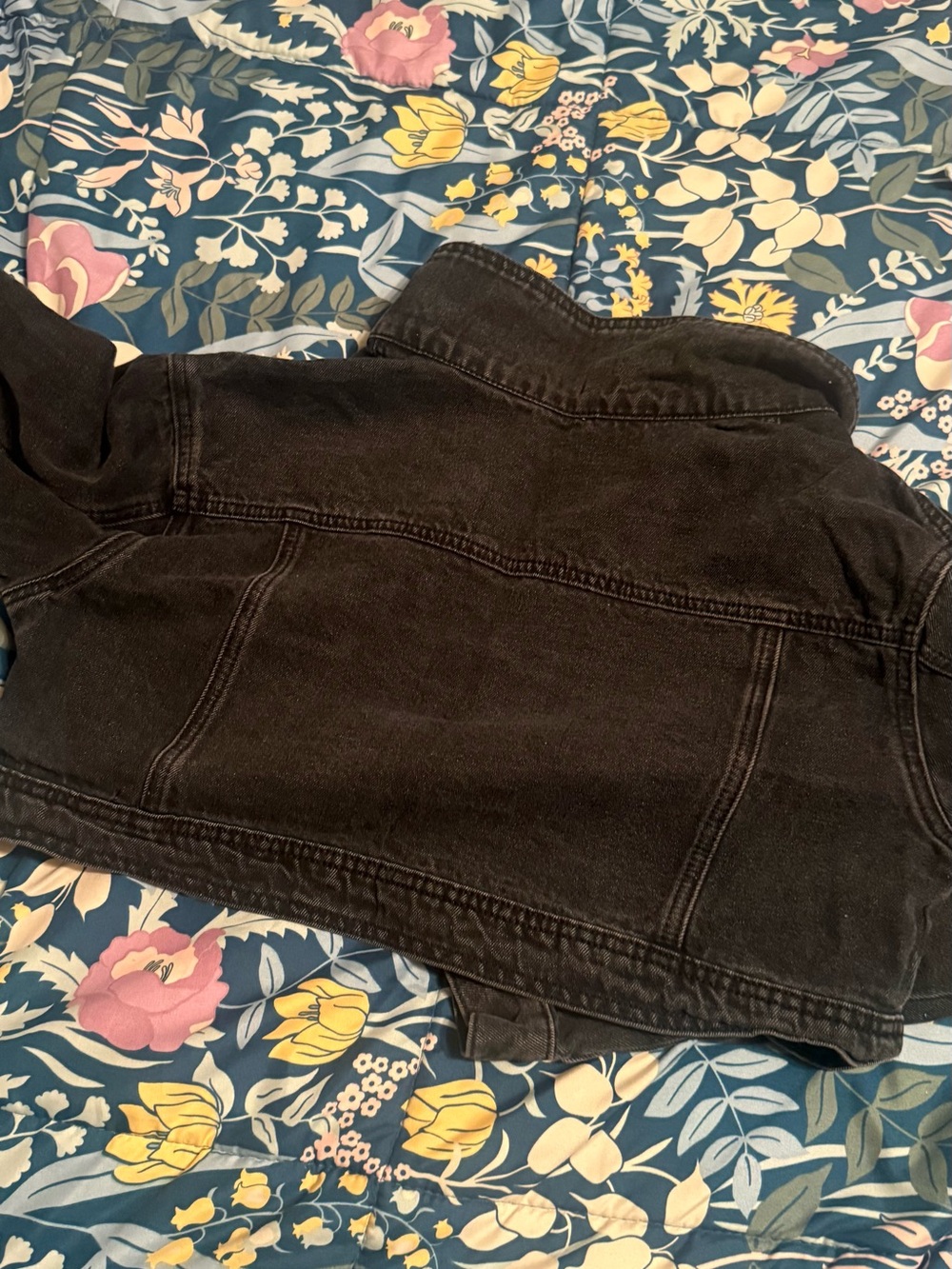 Cropped black jean jacket